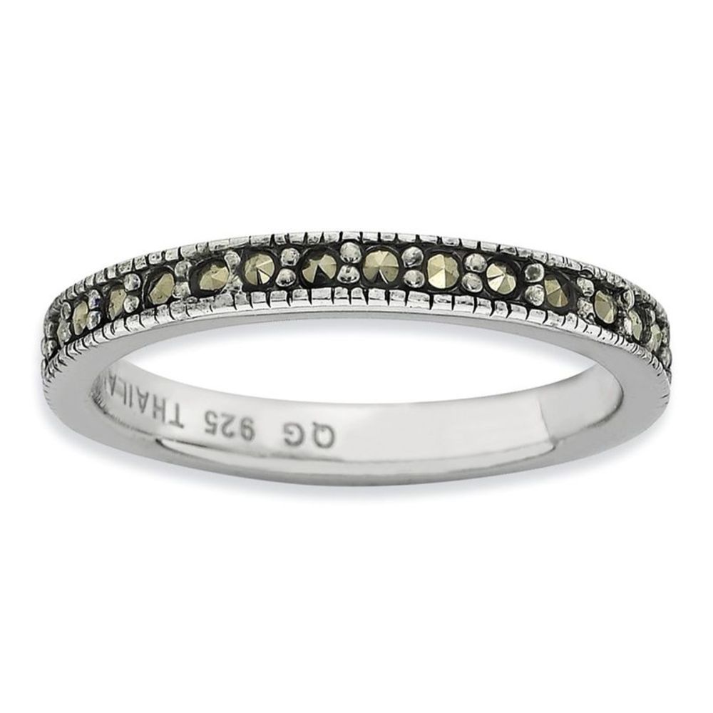 3mm Stackable Silver and Marcasite Band Size 5